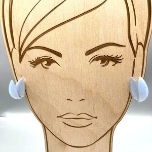 Vintage Blue Shimmer Thermoset Lucite Earrings, Mid Century Glam, Elongated Tear